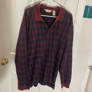 Vintage Eddie Bauer 100% Cotton Long Sleeve Polo Flannel